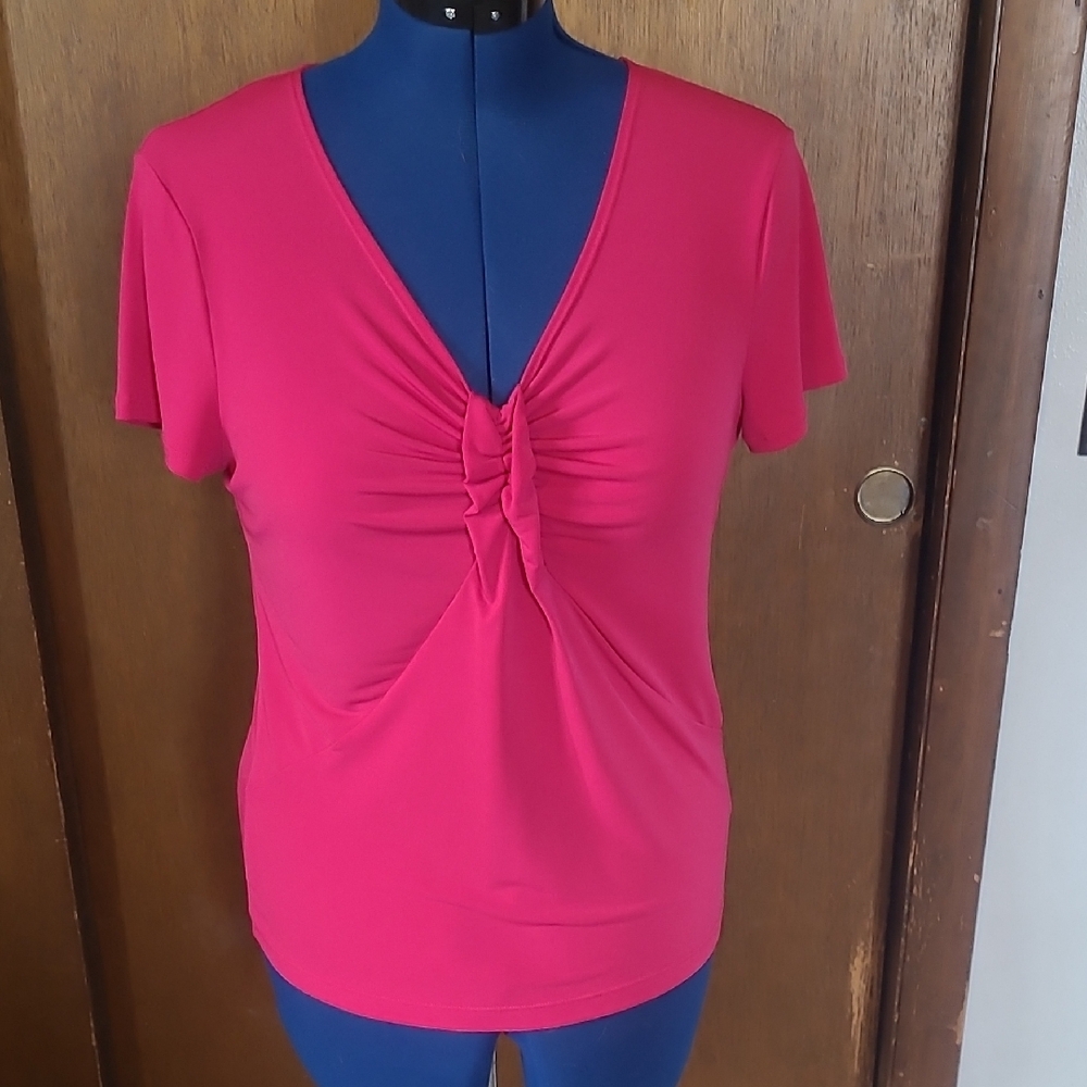 Women's Pink V-Neck Ruched Top